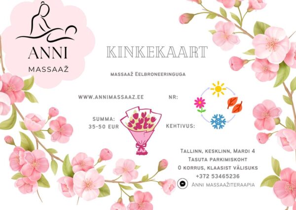 35 40 50 EUR kinkekaart Kinkekaart